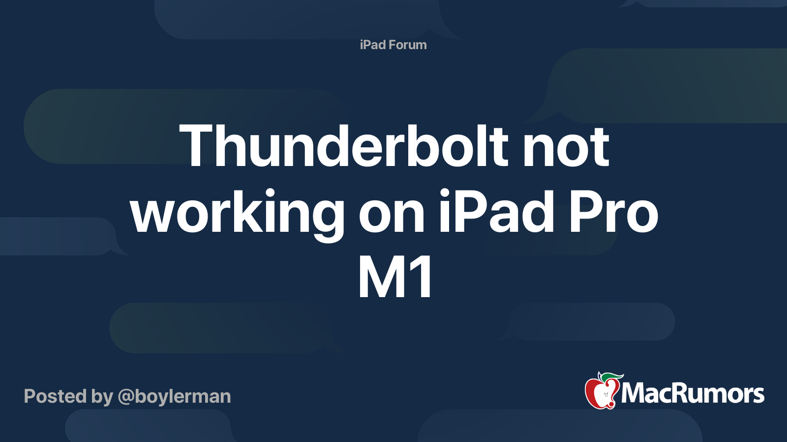 Thunderbolt not working on iPad Pro M1 MacRumors Forums