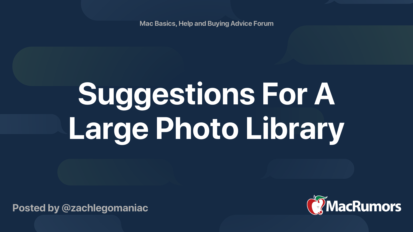 Suggestions For A Large Photo Library MacRumors Forums