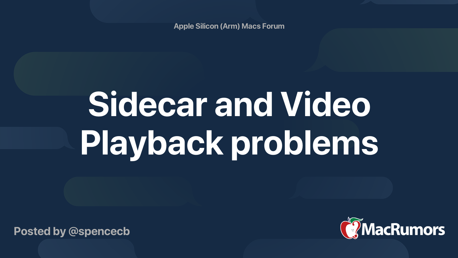Sidecar and Video Playback problems MacRumors Forums