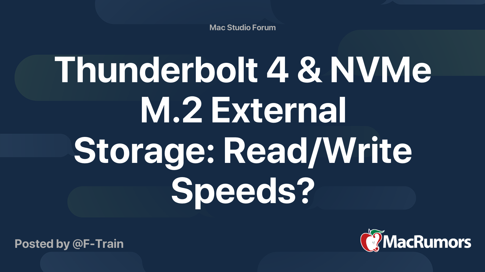 Thunderbolt 4 & NVMe M.2 External Storage: Read/Write Speeds?