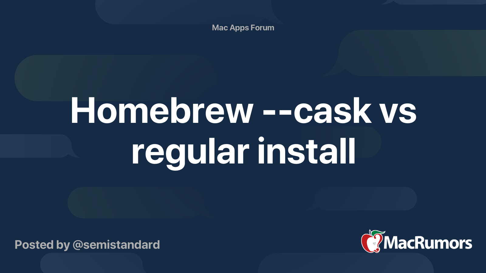 Homebrew cask vs regular install MacRumors Forums