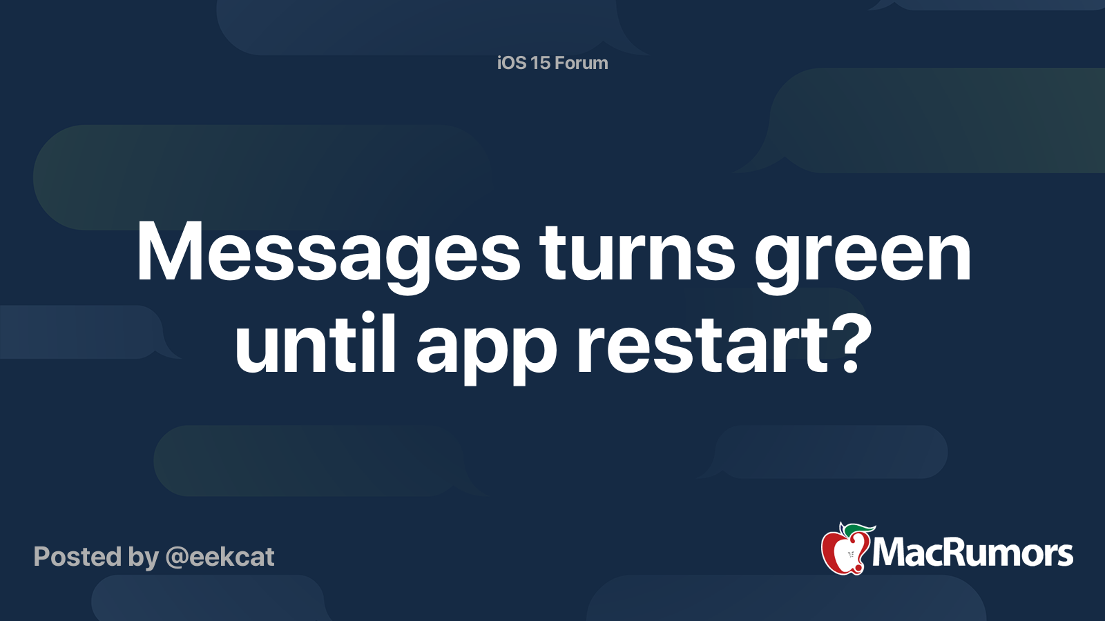 Messages turns green until app restart? MacRumors Forums