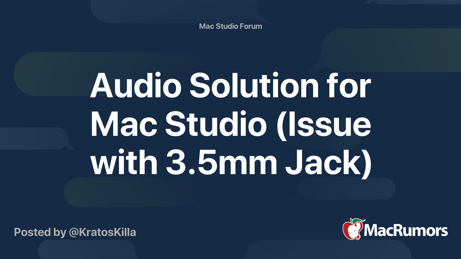Audio Solution for Mac Studio (Issue with 3.5mm Jack) | MacRumors Forums