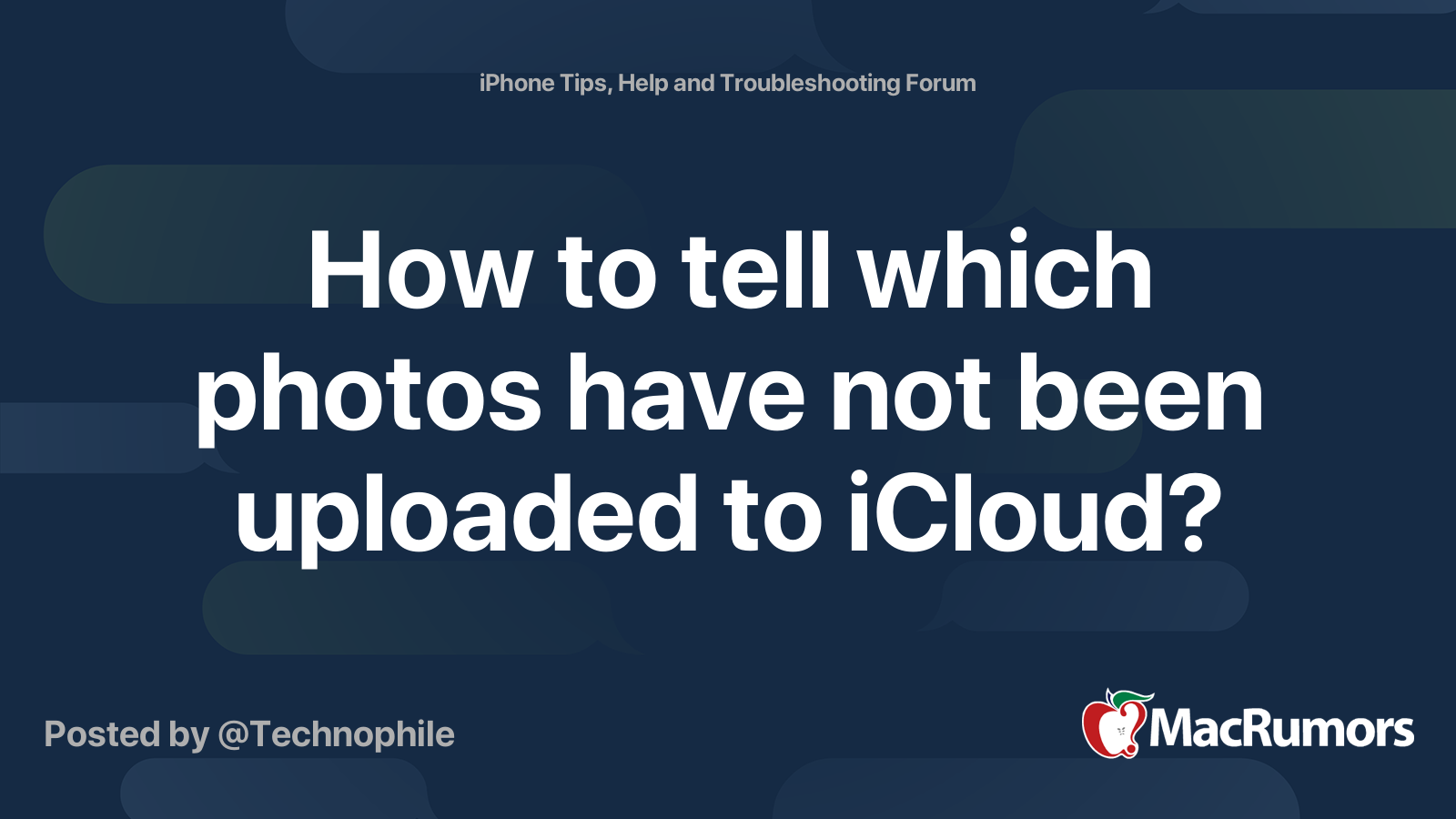 How to tell which photos have not been uploaded to iCloud? | MacRumors ...
