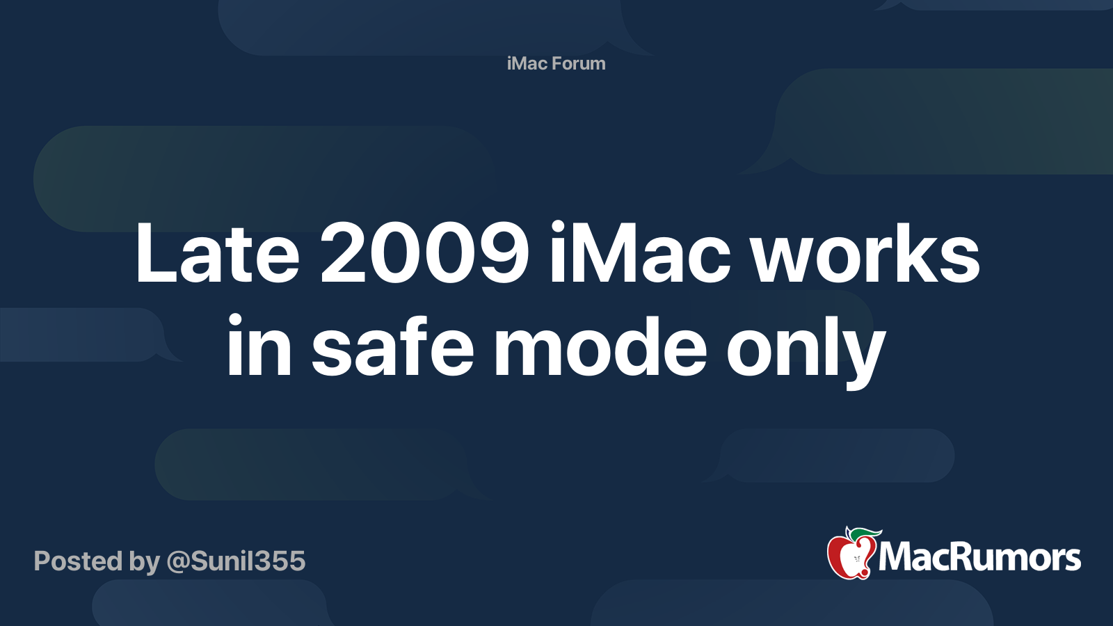 Late 2009 iMac works in safe mode only MacRumors Forums