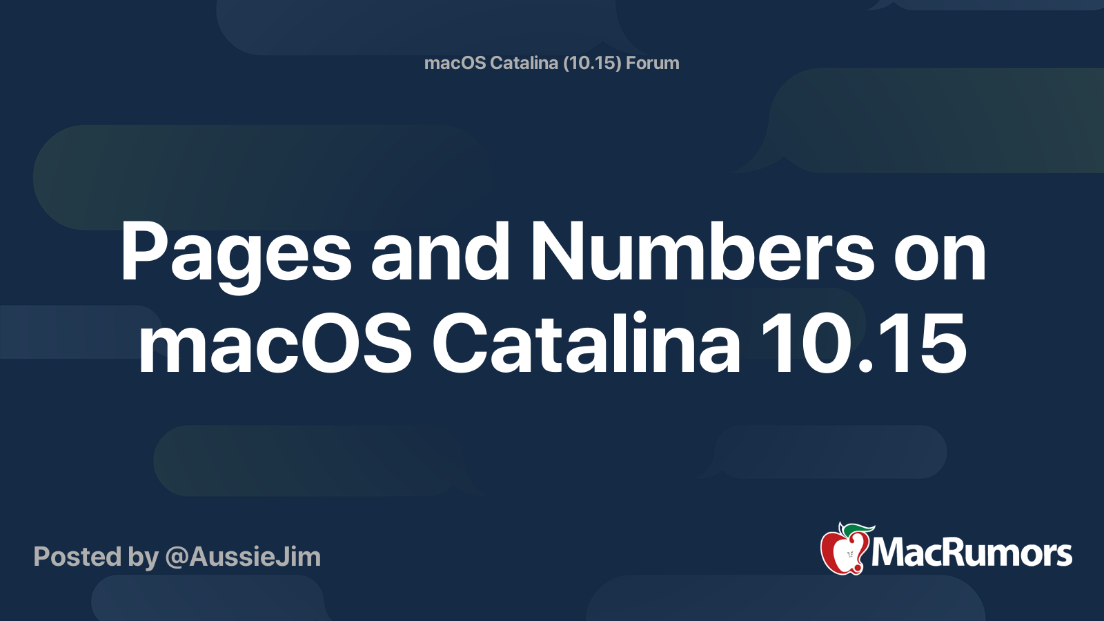Pages and Numbers on macOS Catalina 10.15 MacRumors Forums
