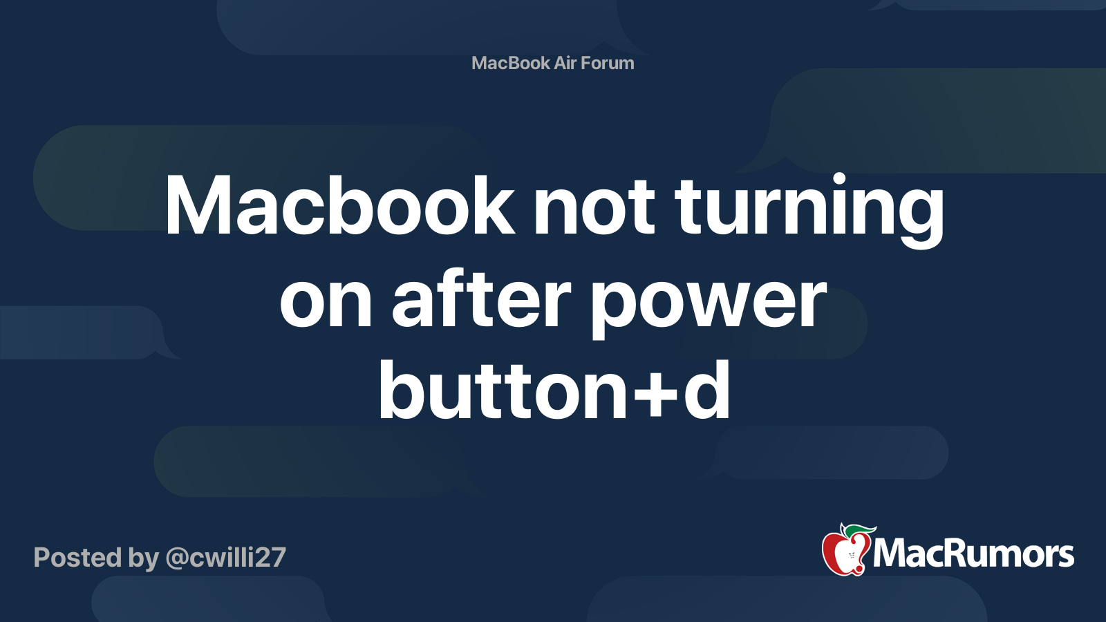 Macbook Not Turning On After Power Button d MacRumors Forums