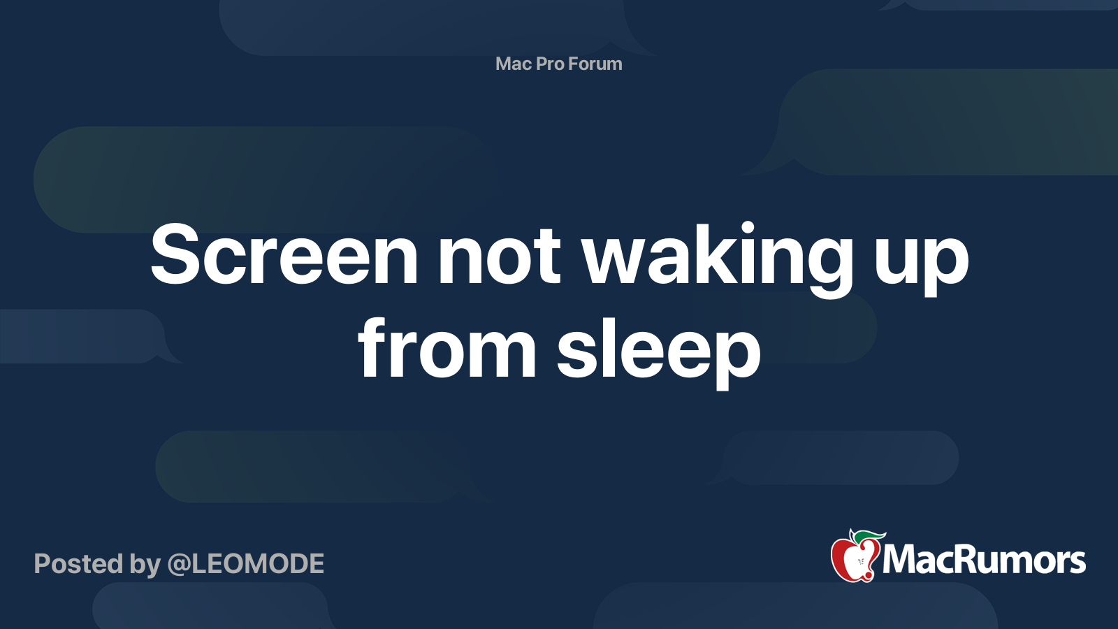 Screen Not Waking Up From Sleep MacRumors Forums