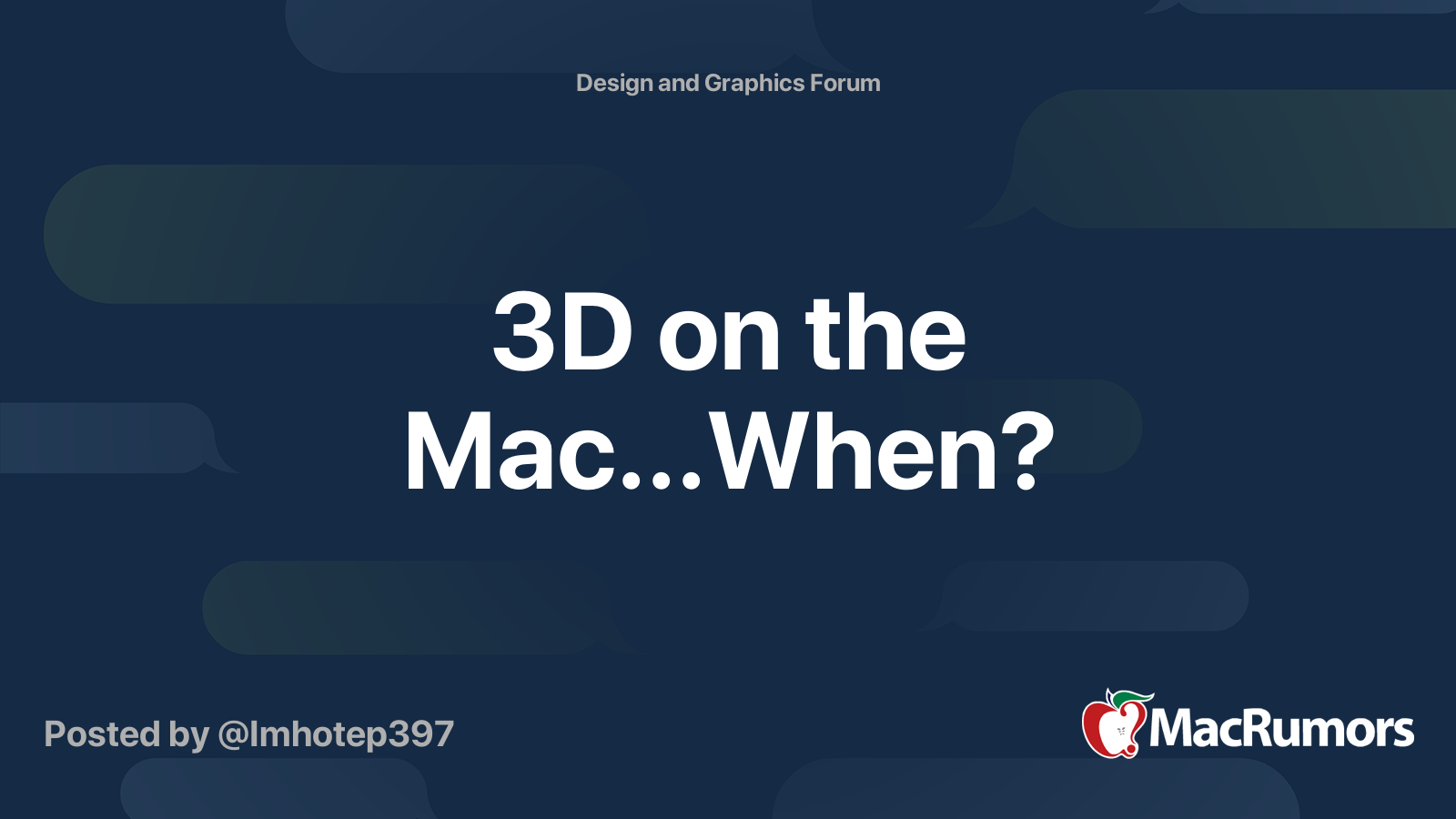 3D On The Mac When MacRumors Forums