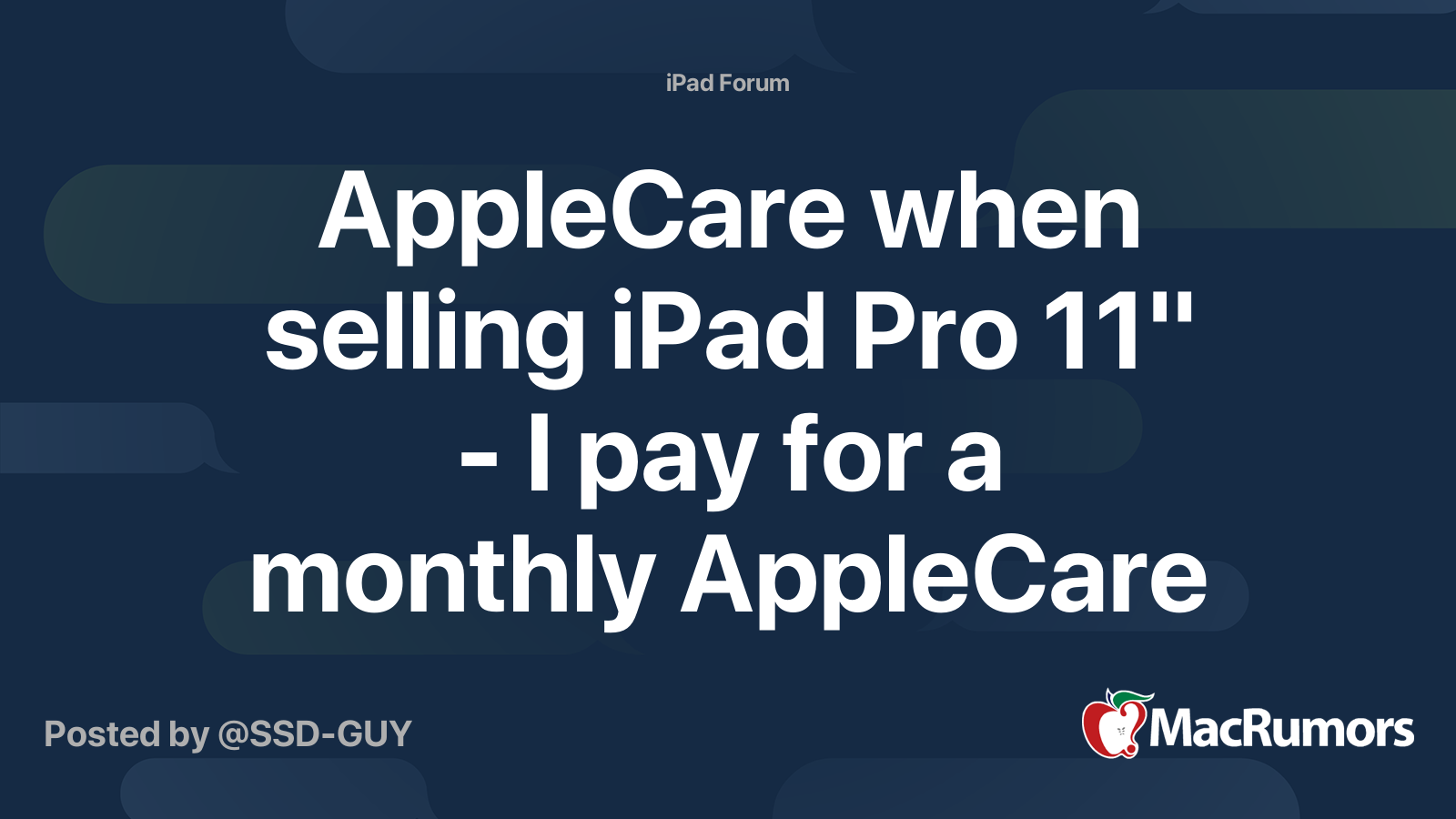 AppleCare when selling iPad Pro 11" I pay for a monthly AppleCare
