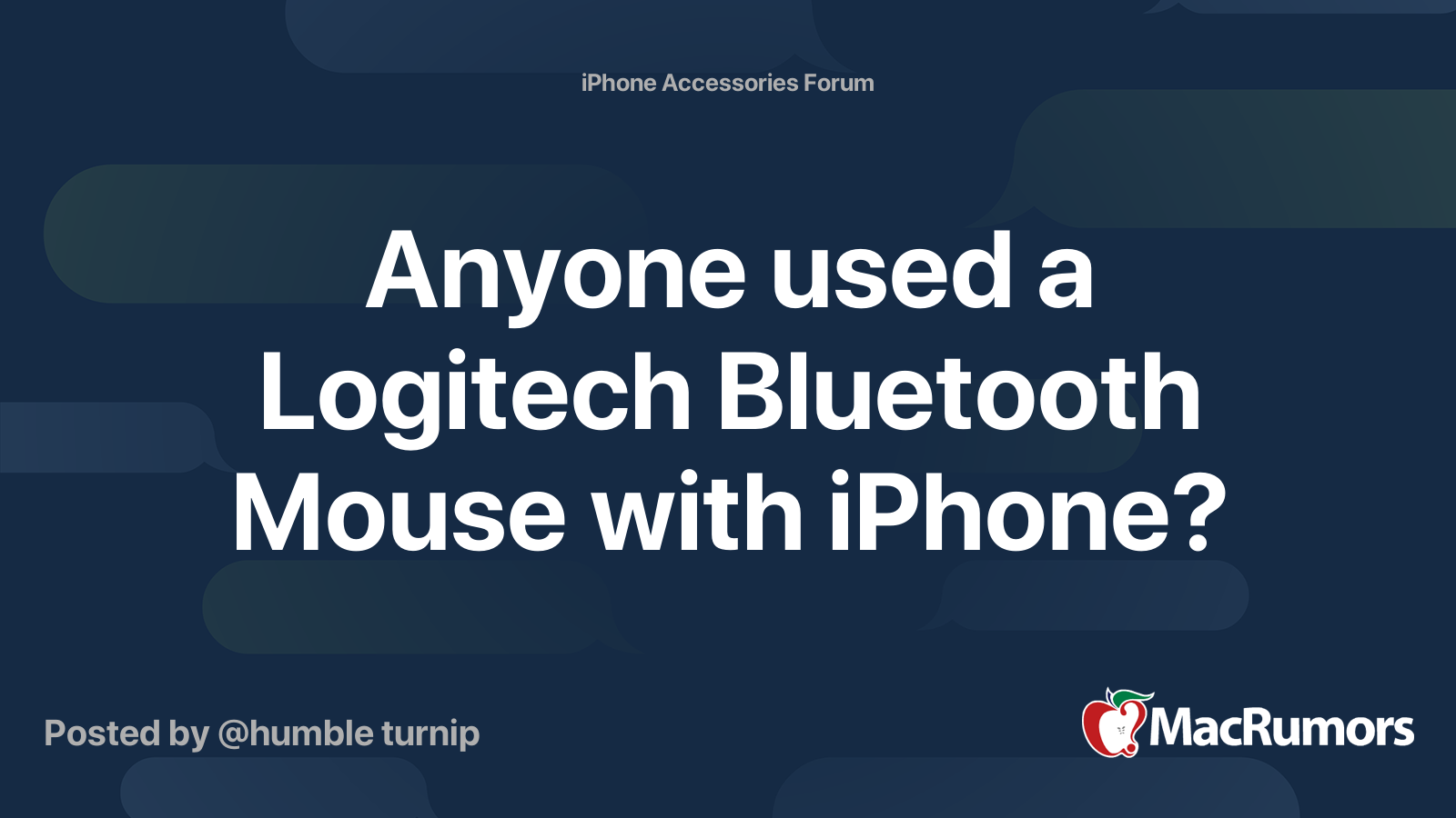 Anyone used a Logitech Bluetooth Mouse with iPhone? | MacRumors Forums