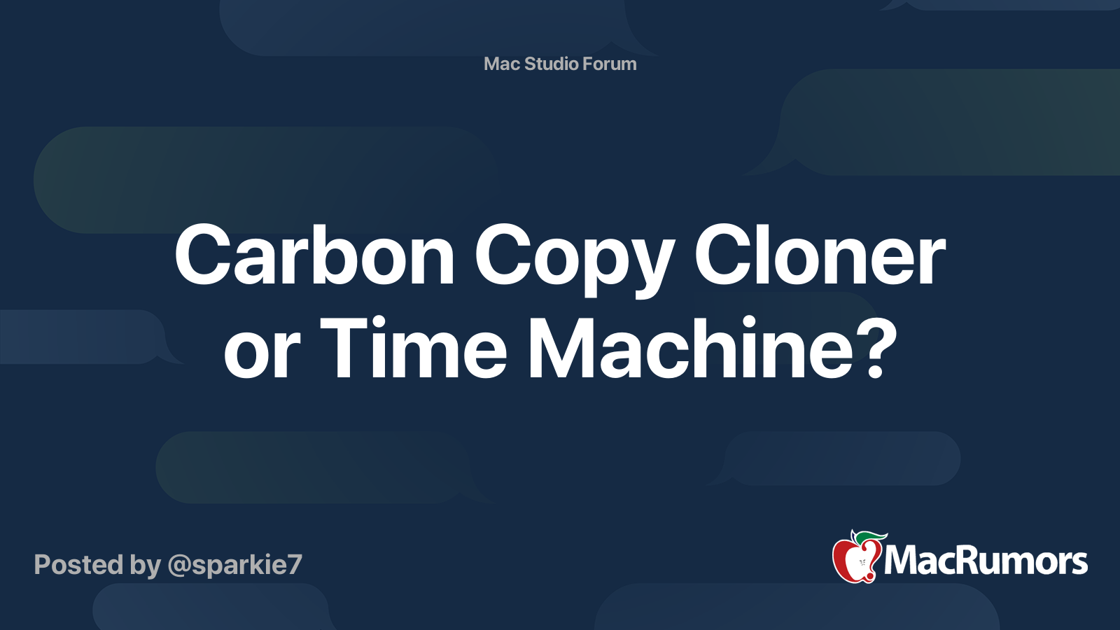 Carbon Copy Cloner or Time Machine? MacRumors Forums
