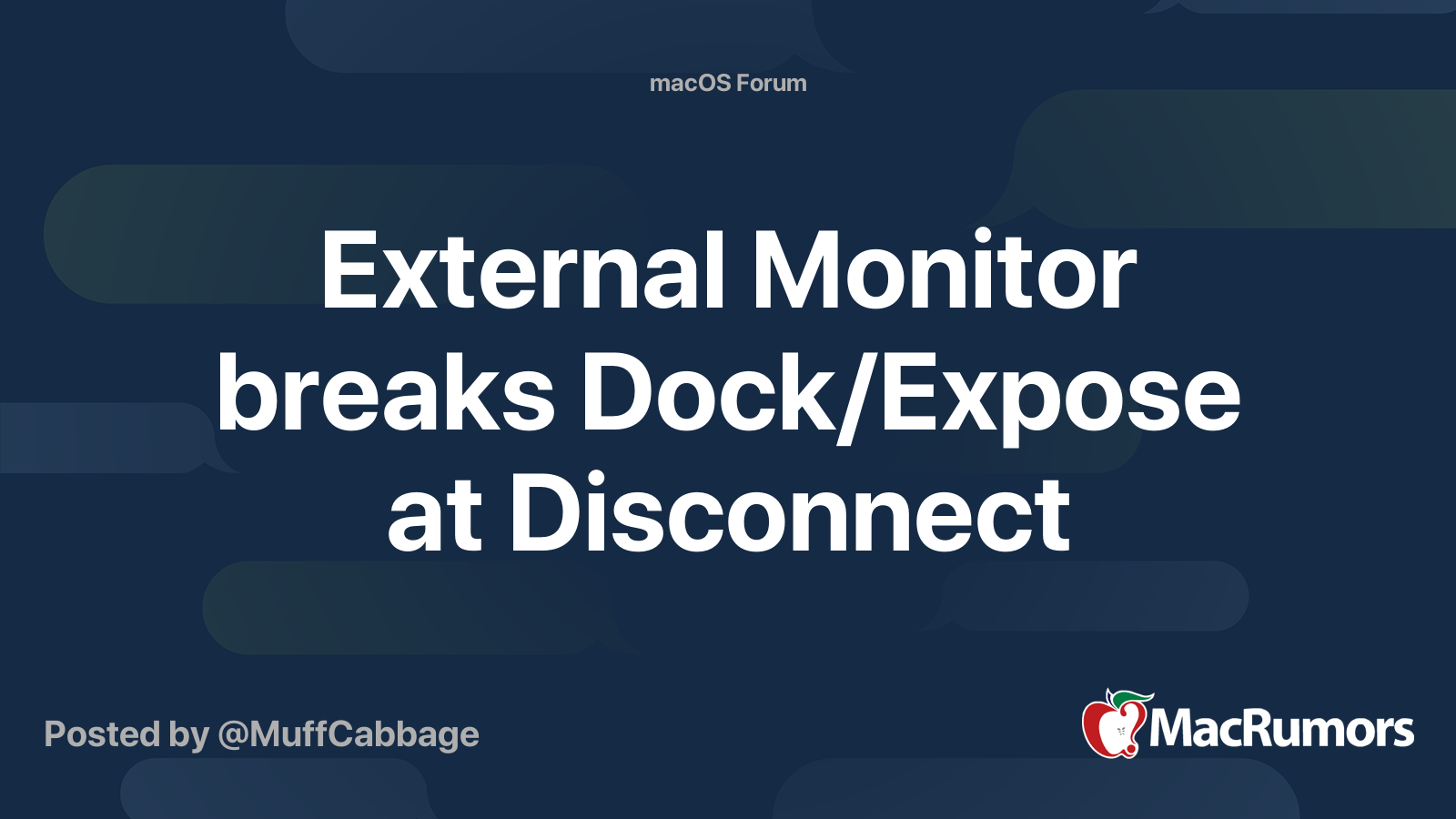 External Monitor breaks Dock/Expose at Disconnect MacRumors Forums