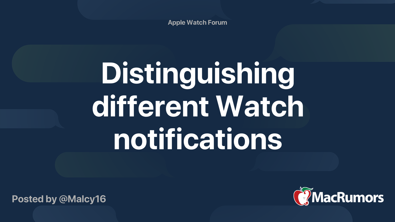 Distinguishing different Watch notifications | MacRumors Forums