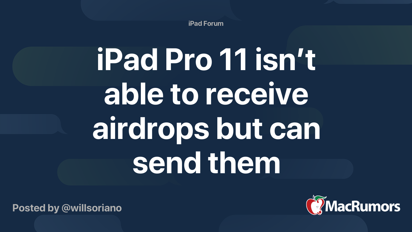 iPad Pro 11 isn’t able to receive airdrops but can send them