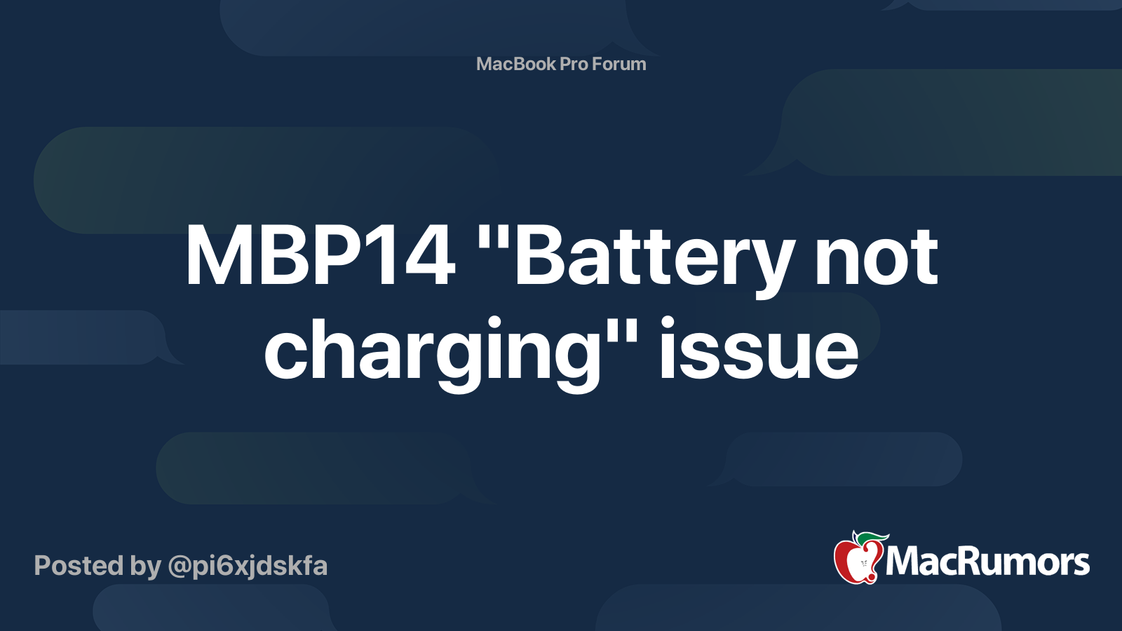 MBP14 "Battery not charging" issue MacRumors Forums