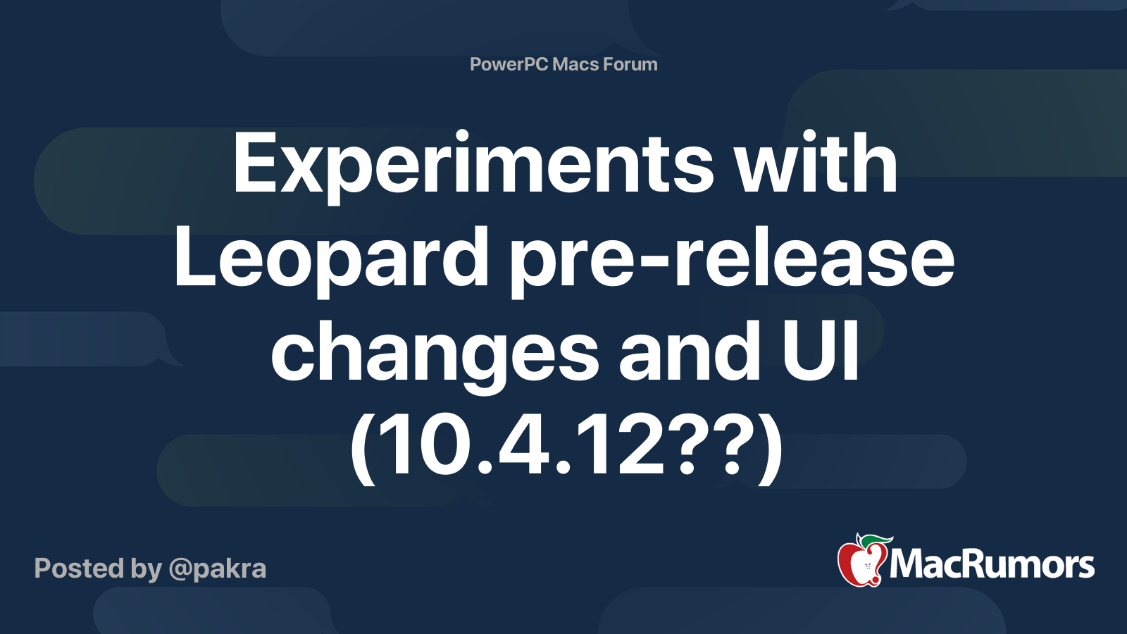 Experiments with Leopard pre-release changes and UI (10.4.12 ...