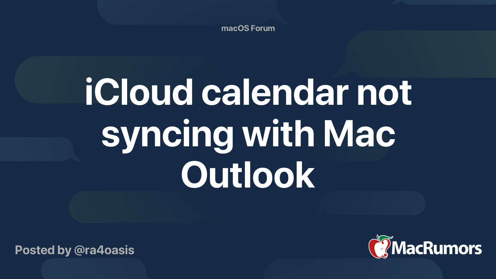 iCloud calendar not syncing with Mac Outlook MacRumors Forums