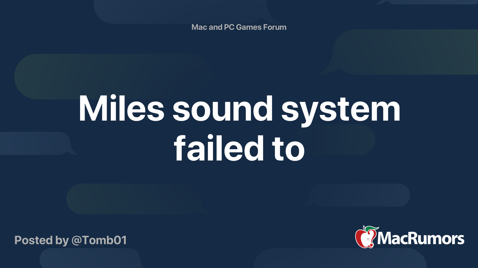 Miles Sound System Failed To Macrumors Forums