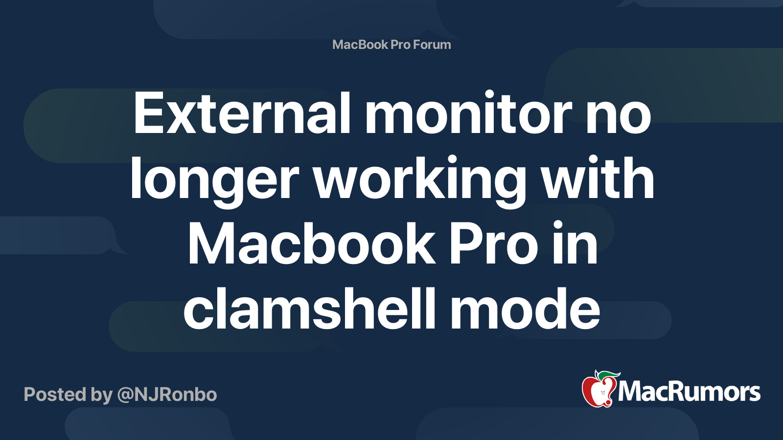 External monitor no longer working with Macbook Pro in clamshell mode