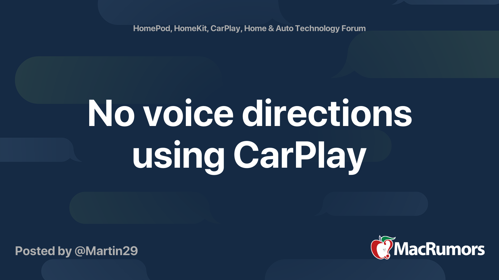 No voice directions using CarPlay MacRumors Forums
