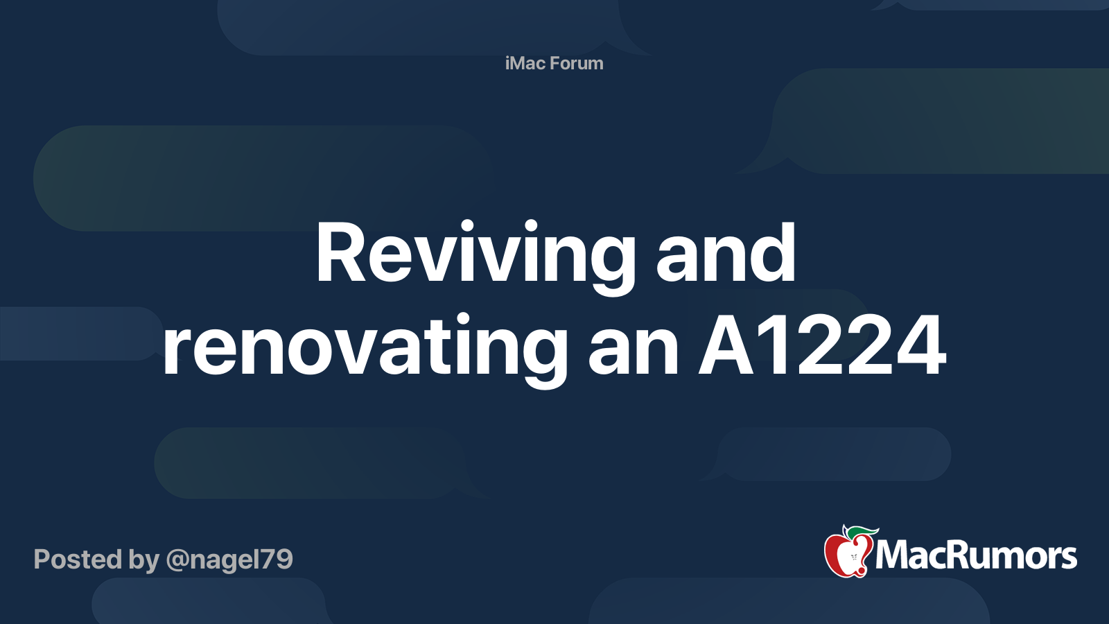 Reviving and renovating an A1224 | MacRumors Forums