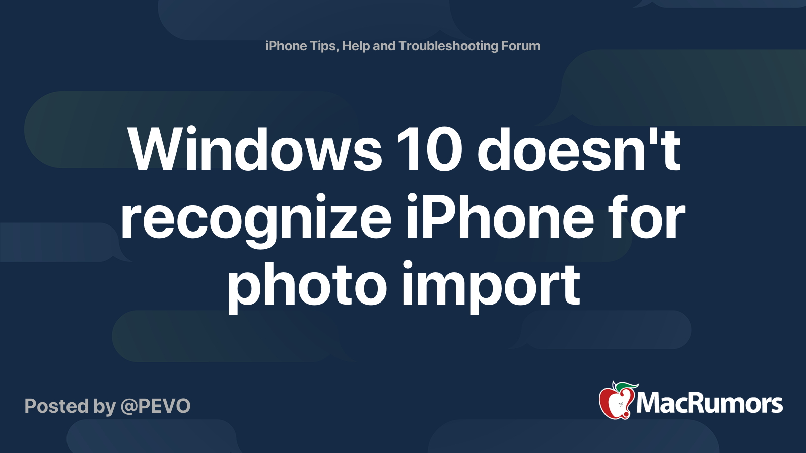 Windows 10 doesn't recognize iPhone for photo import MacRumors Forums