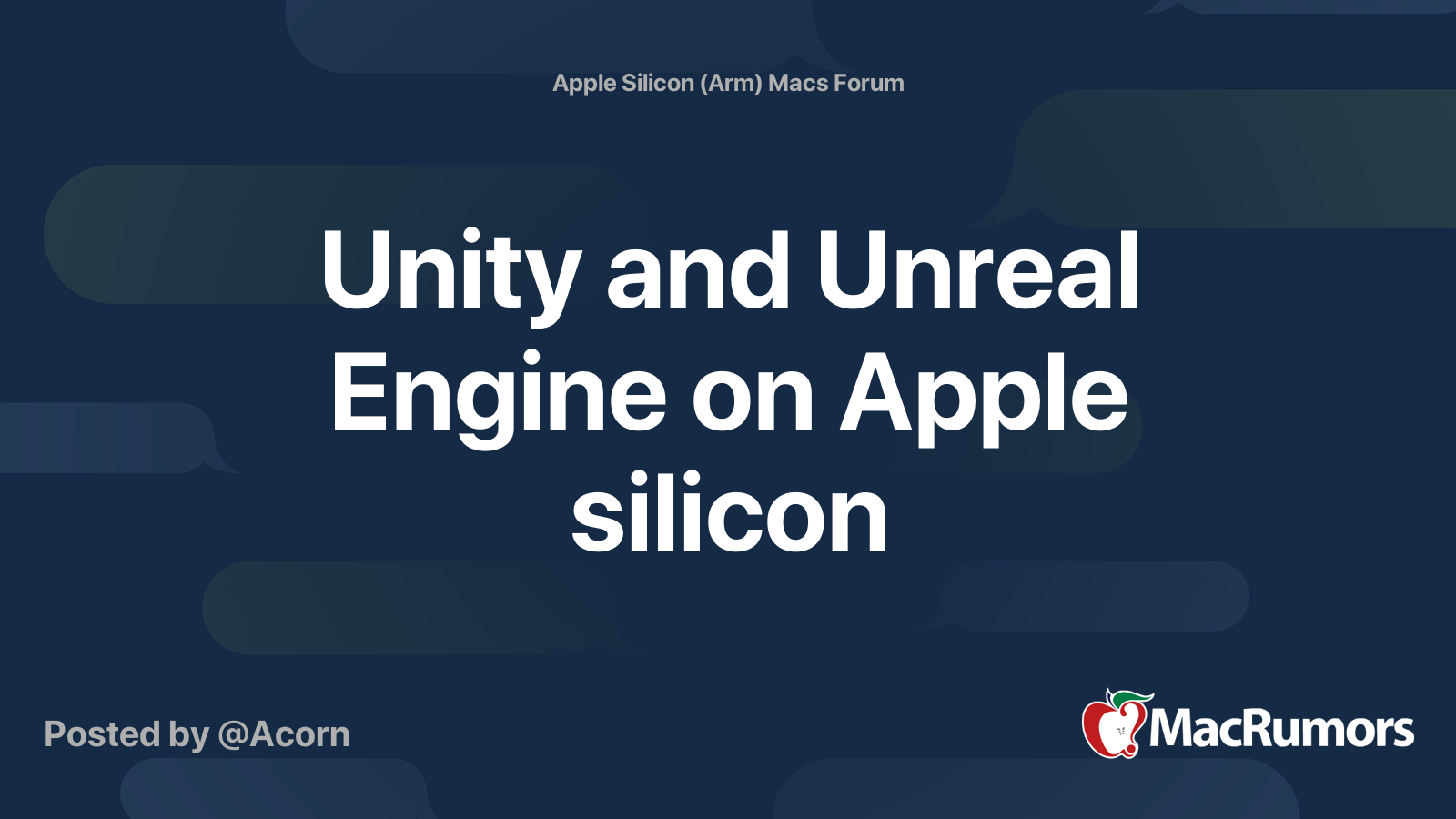 Unity and Unreal Engine on Apple silicon | MacRumors Forums