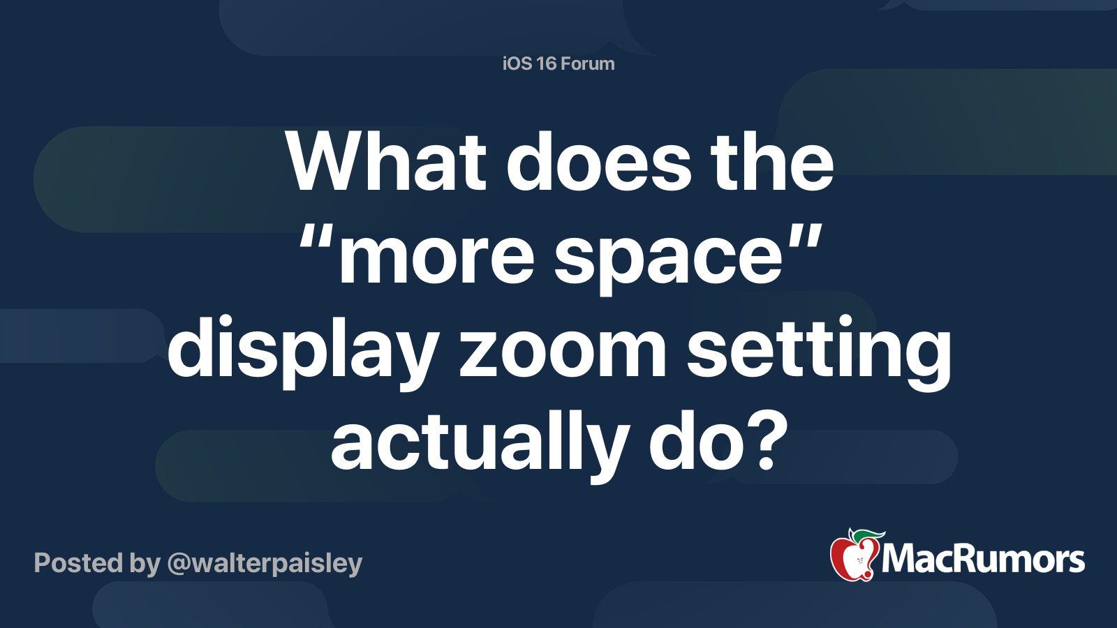 What does the “more space” display zoom setting actually do? MacRumors Forums
