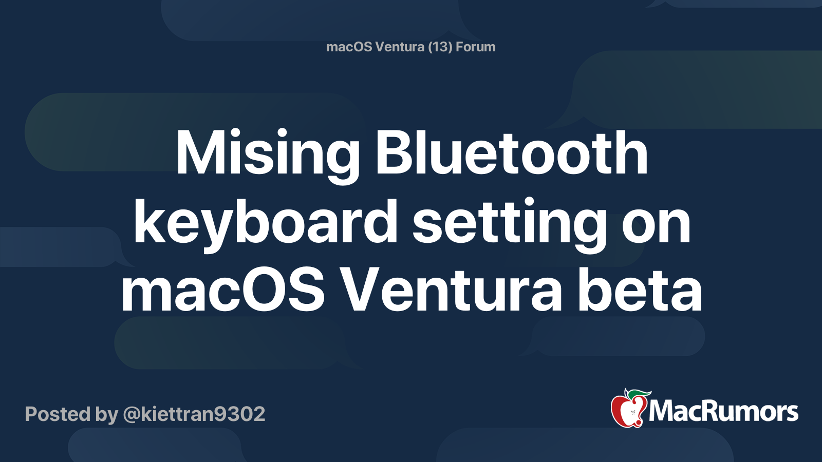 Mising Bluetooth keyboard setting on macOS Ventura beta MacRumors Forums