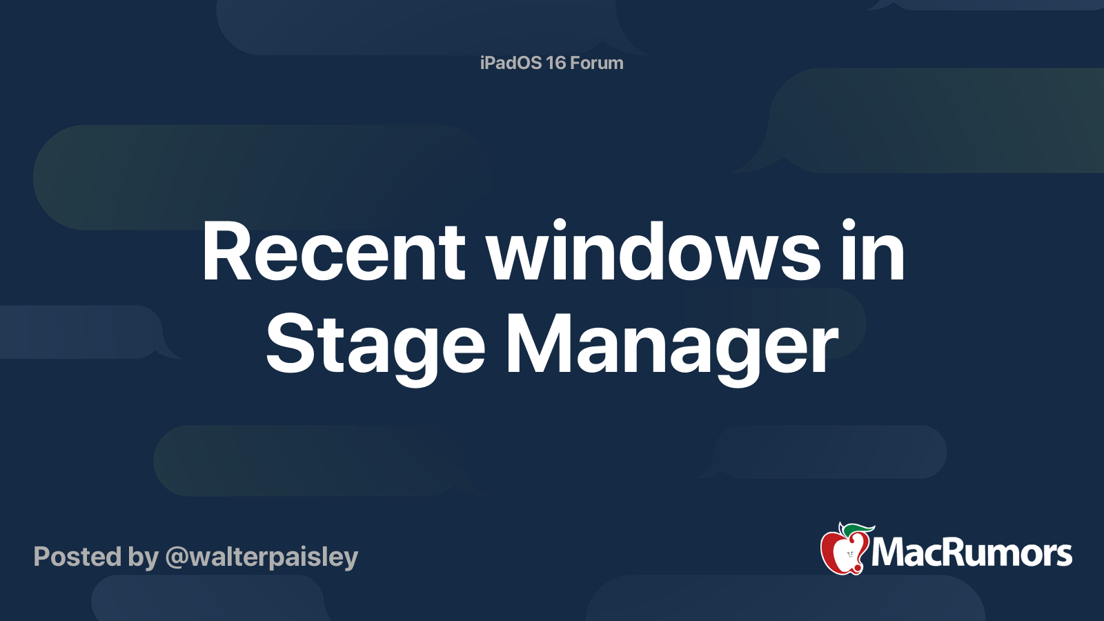 Recent windows in Stage Manager MacRumors Forums