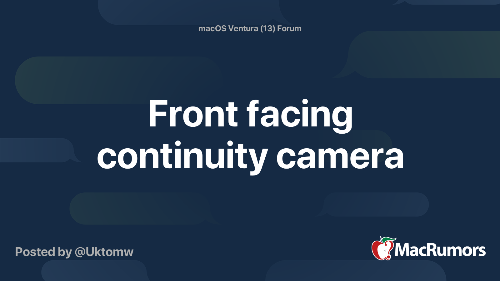 Front facing continuity camera MacRumors Forums