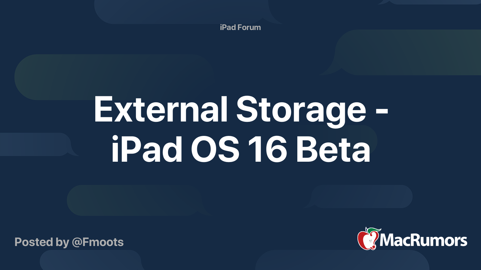 External Storage iPad OS 16 Beta MacRumors Forums