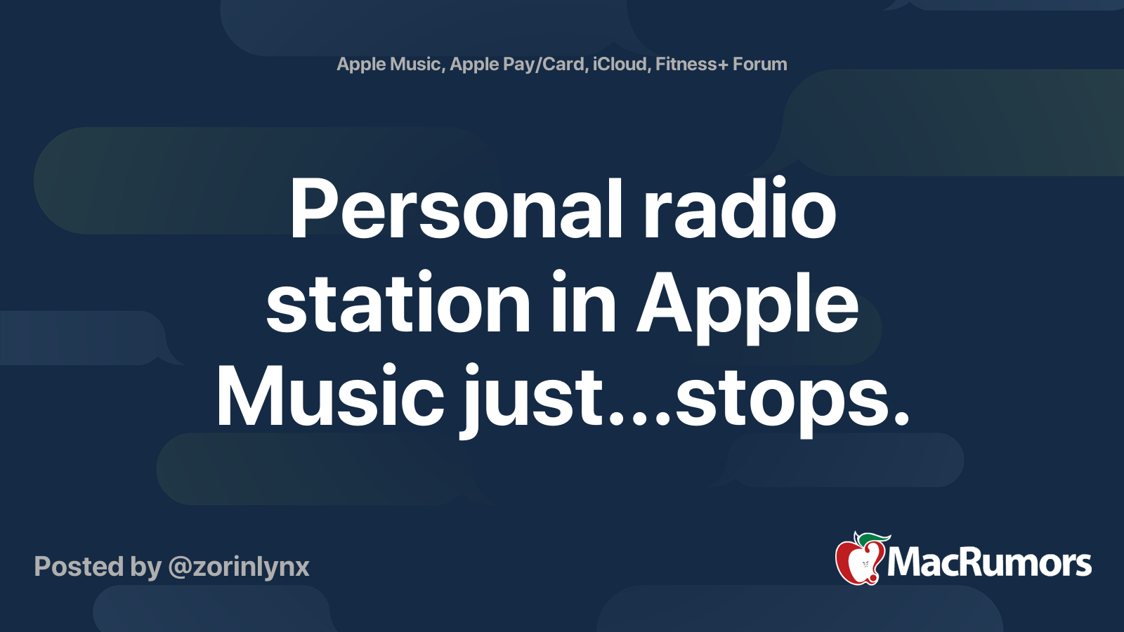 Personal radio station in Apple Music just...stops. MacRumors Forums
