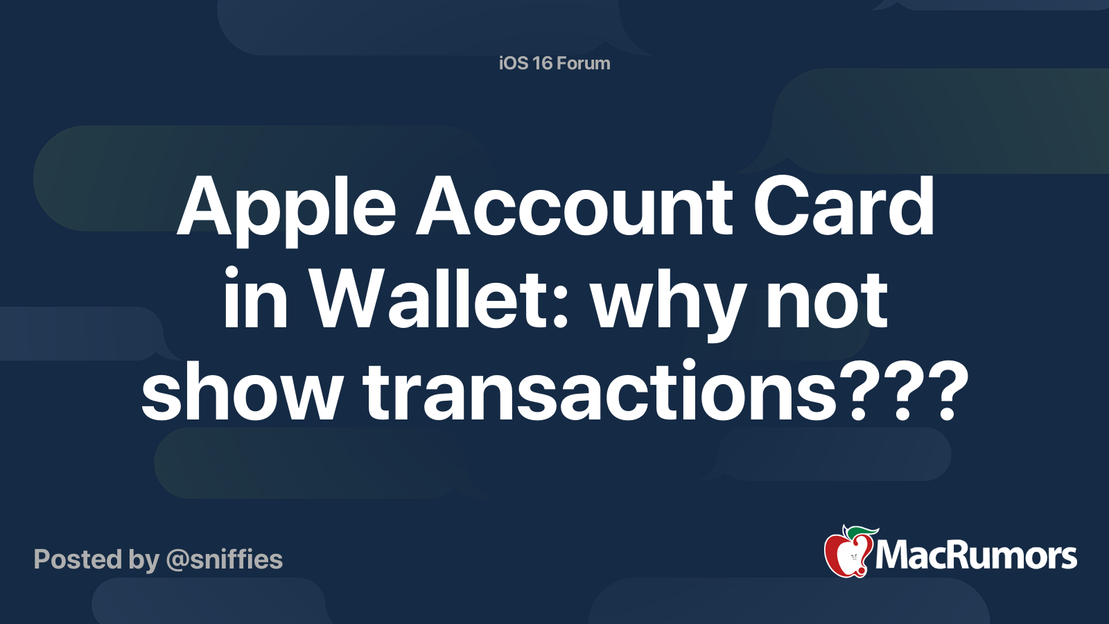 Apple Account Card in Wallet why not show transactions??? MacRumors