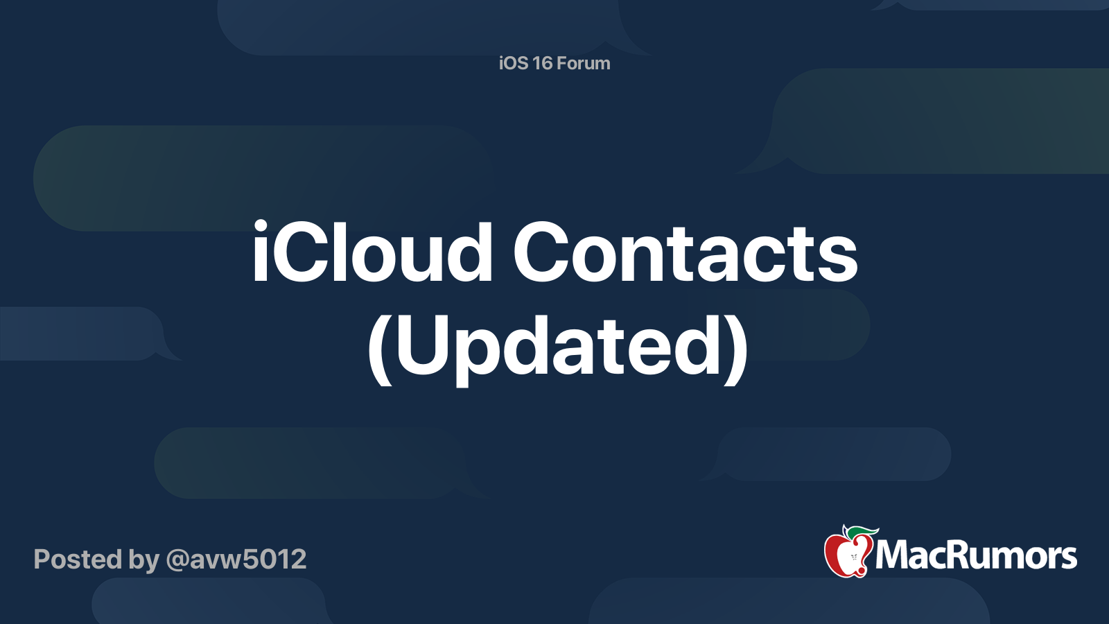 iCloud Contacts (Updated) | MacRumors Forums