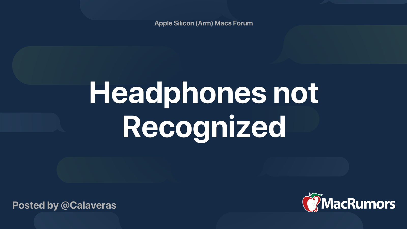 Headphones not Recognized MacRumors Forums