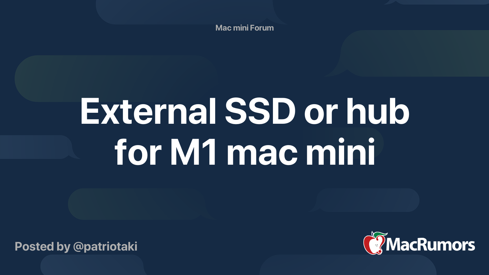 External SSD or hub for M1 mac mini | MacRumors Forums