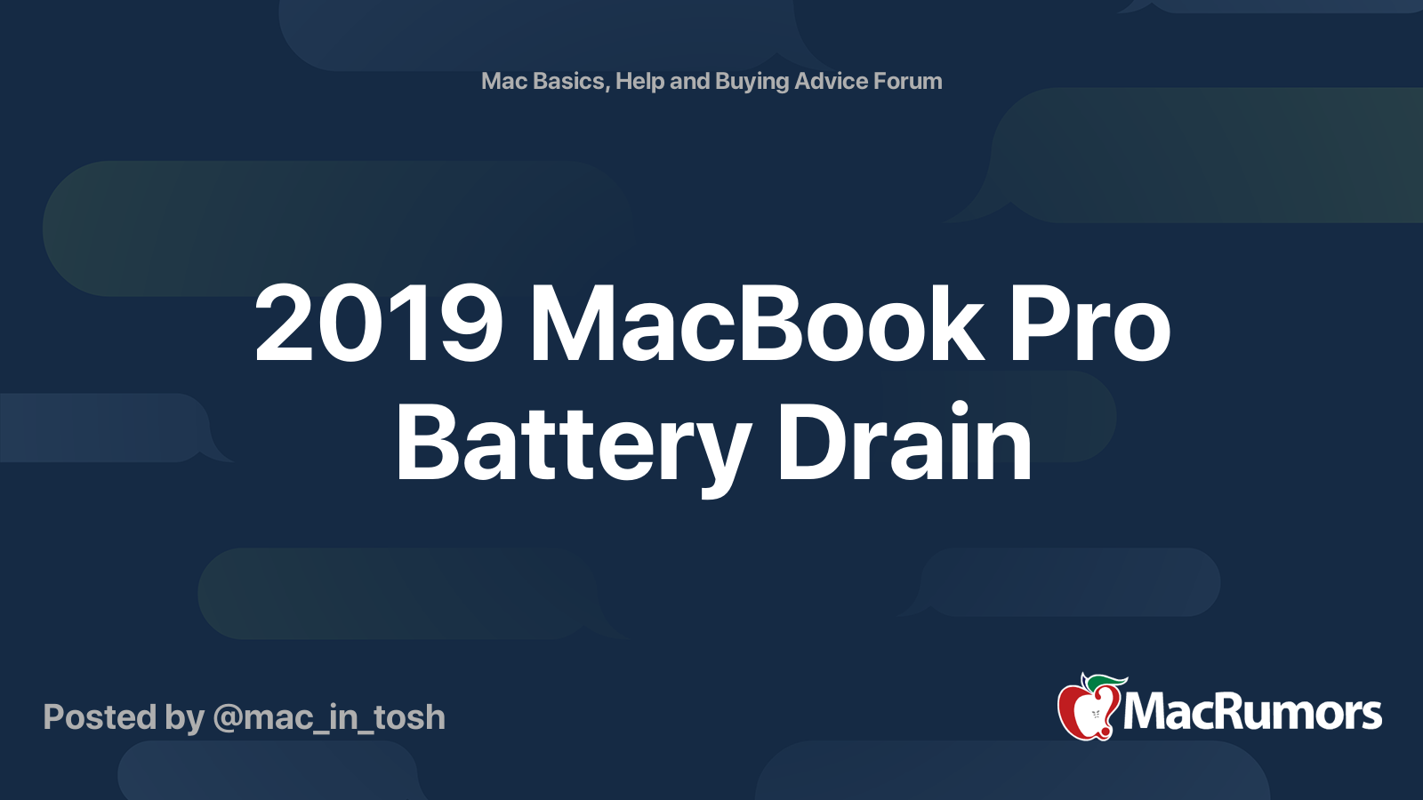 2019 MacBook Pro Battery Drain | MacRumors Forums