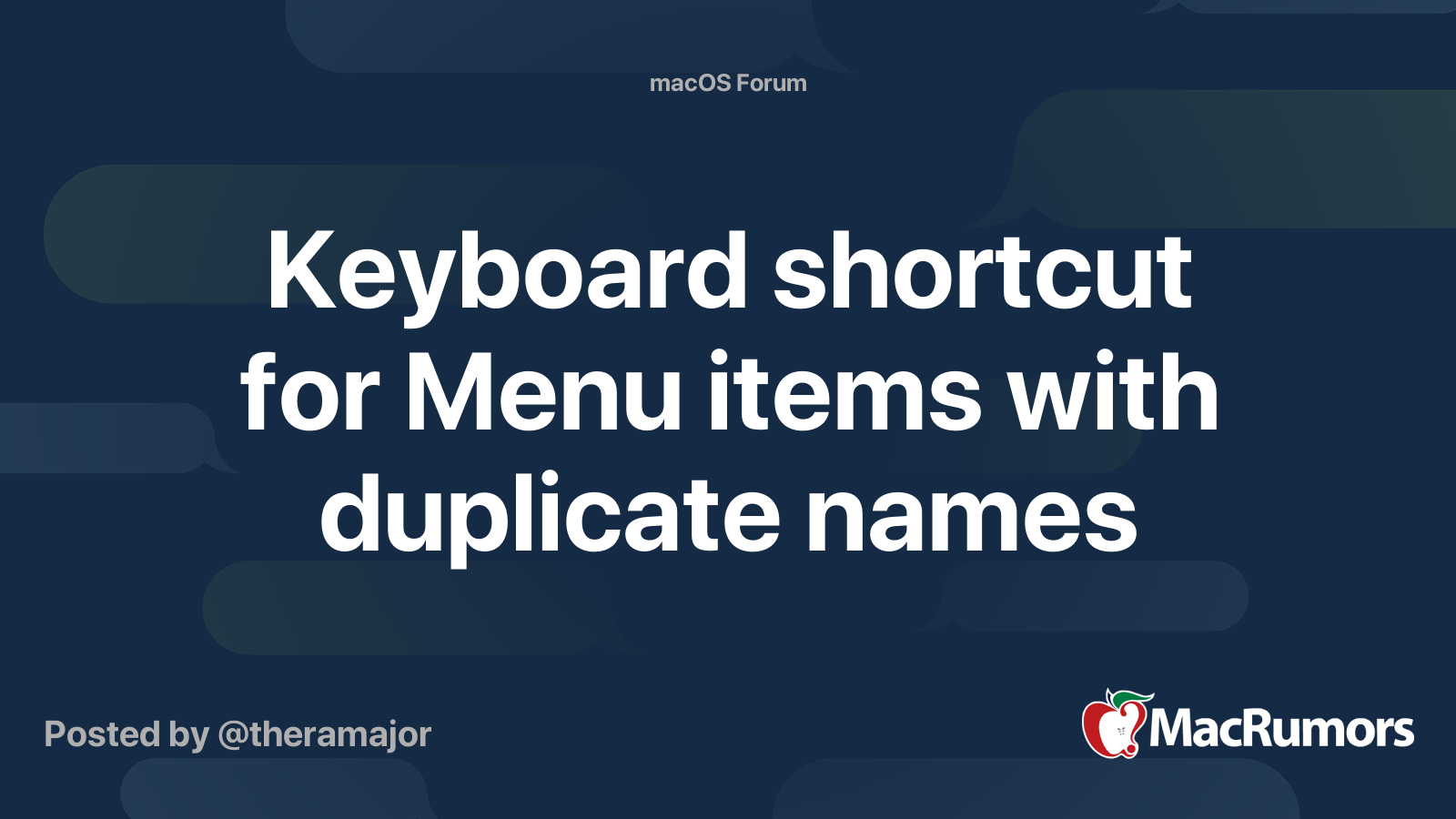 Keyboard shortcut for Menu items with duplicate names MacRumors Forums