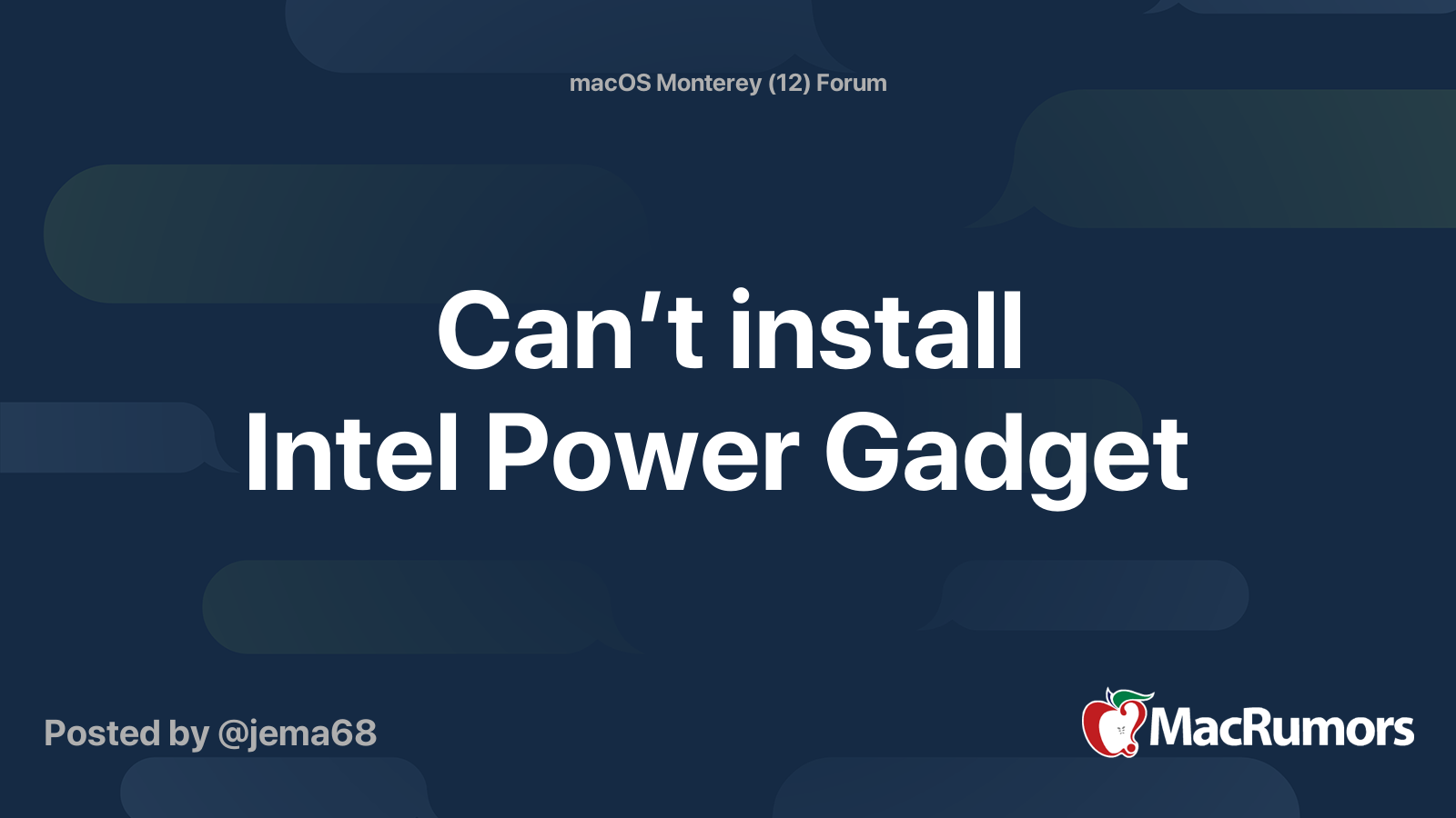 Can’t install Intel Power Gadget MacRumors Forums