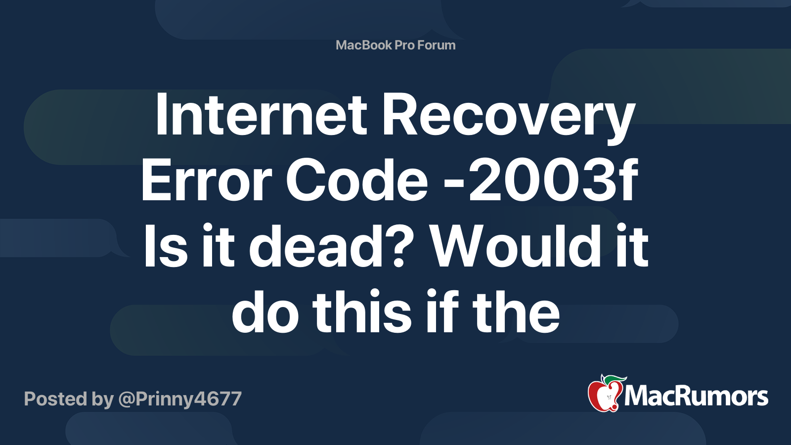 Web Restoration Error Code -2003f Is it lifeless? Wouldn’t it do that if the motherboard was broken? Don’t need the expense to vary that.