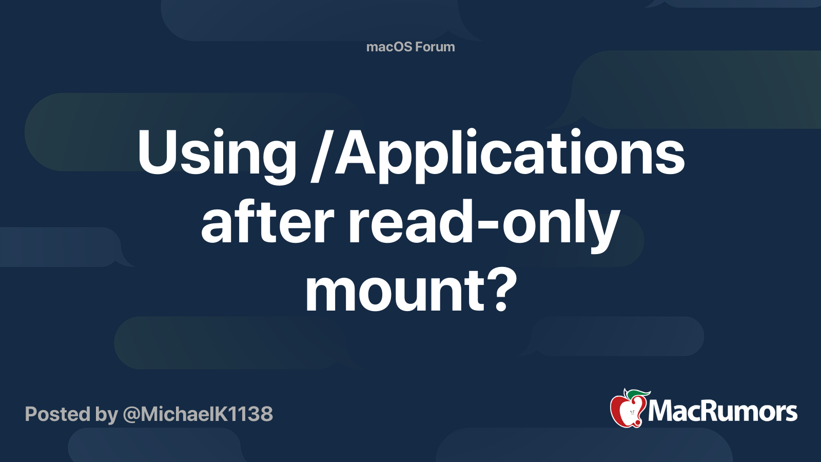 Using /Applications after readonly mount? MacRumors Forums