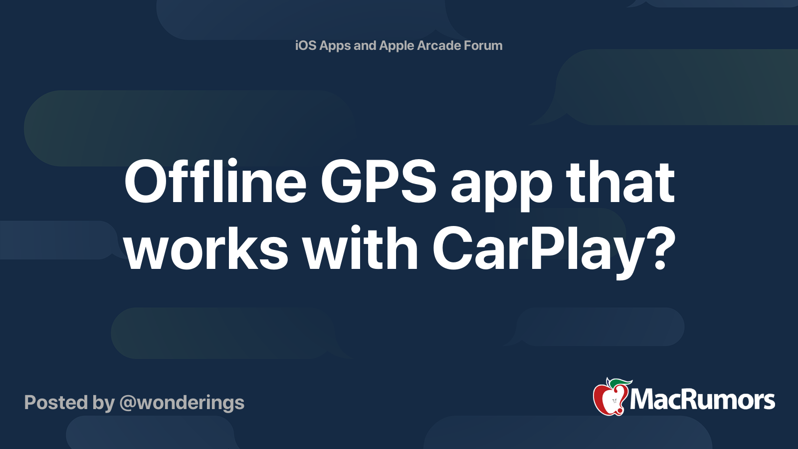Offline GPS app that works with CarPlay? MacRumors Forums