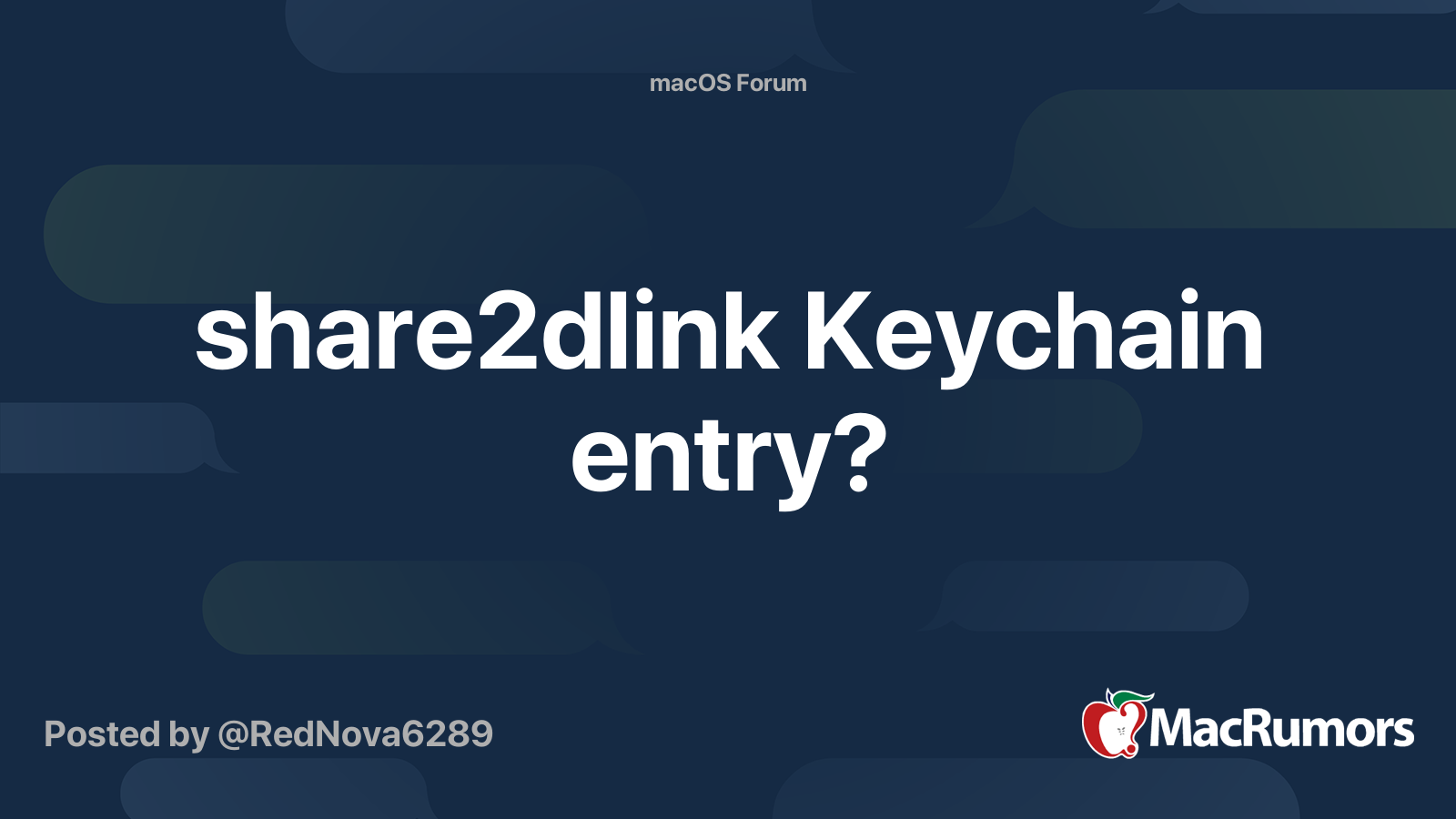 share2dlink Keychain entry? MacRumors Forums