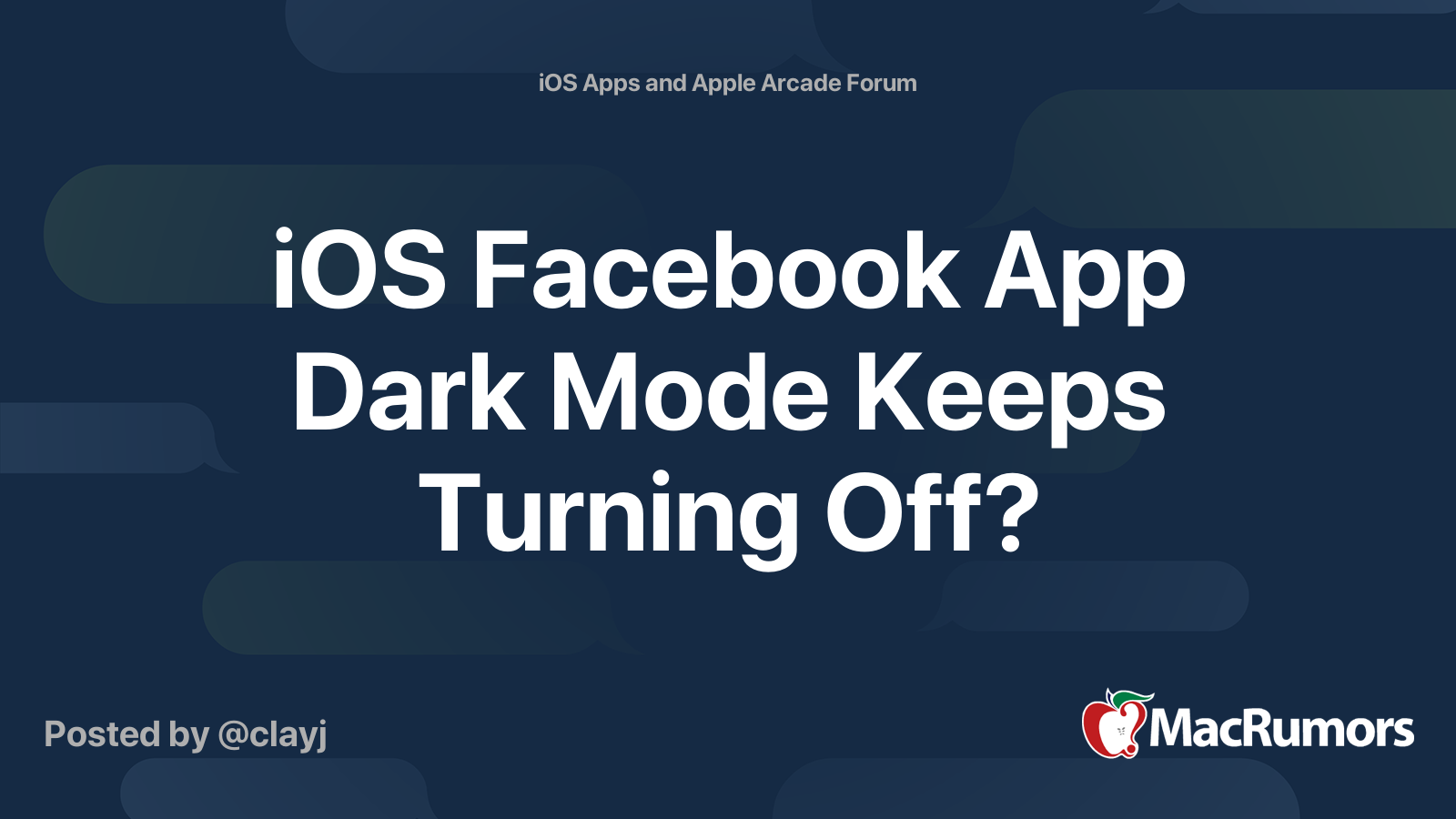 iOS Facebook App Dark Mode Keeps Turning Off? MacRumors Forums