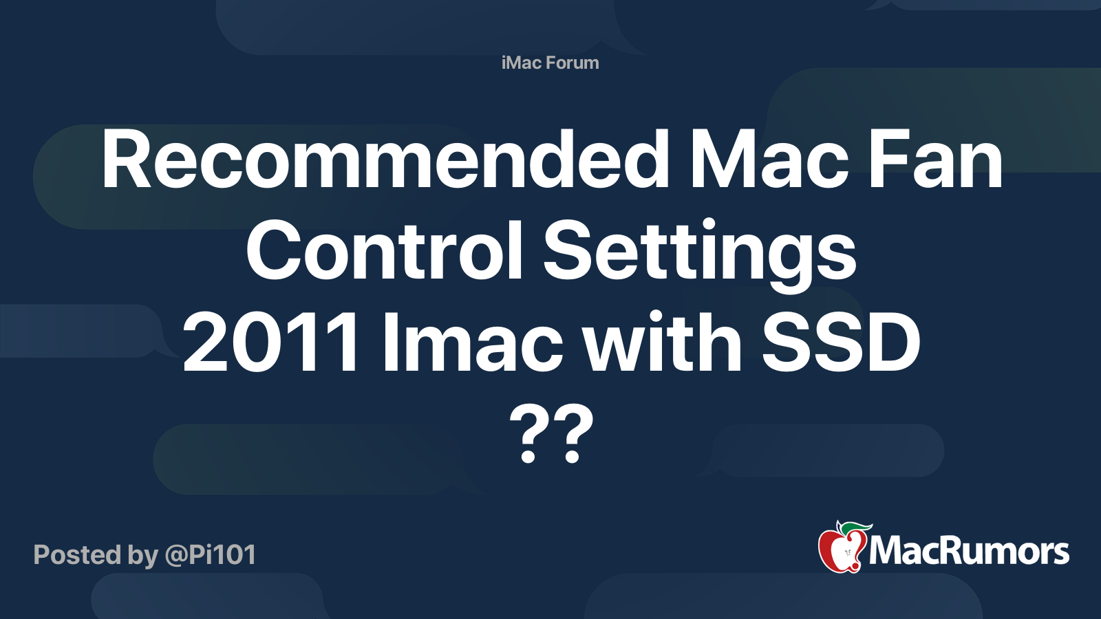 Recommended Mac Fan Control Imac with SSD ?? | MacRumors Forums