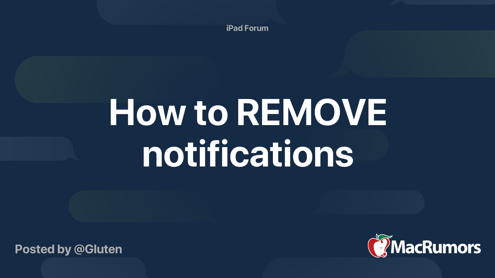 How to REMOVE notifications | MacRumors Forums