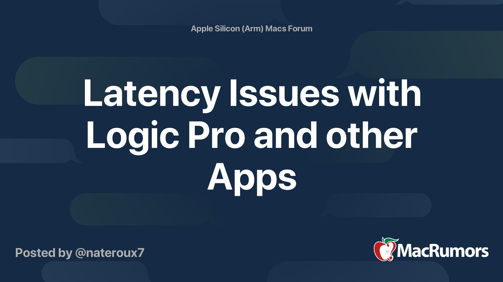 Latency Issues With Logic Pro And Other Apps Macrumors Forums