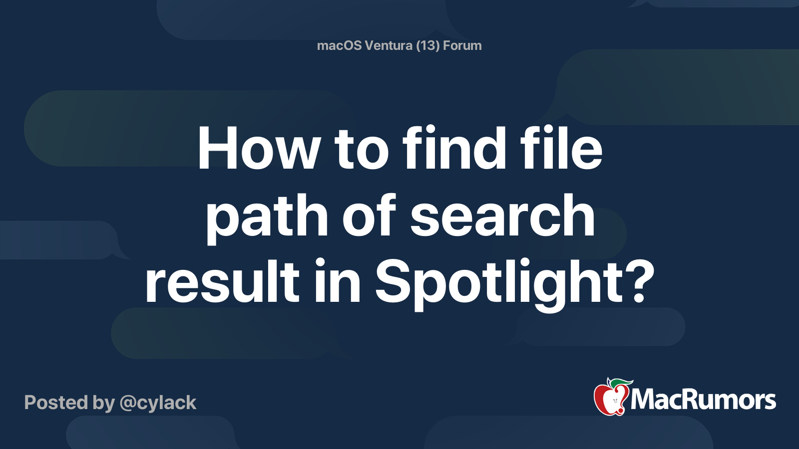 How to find file path of search result in spotlight macrumors forums